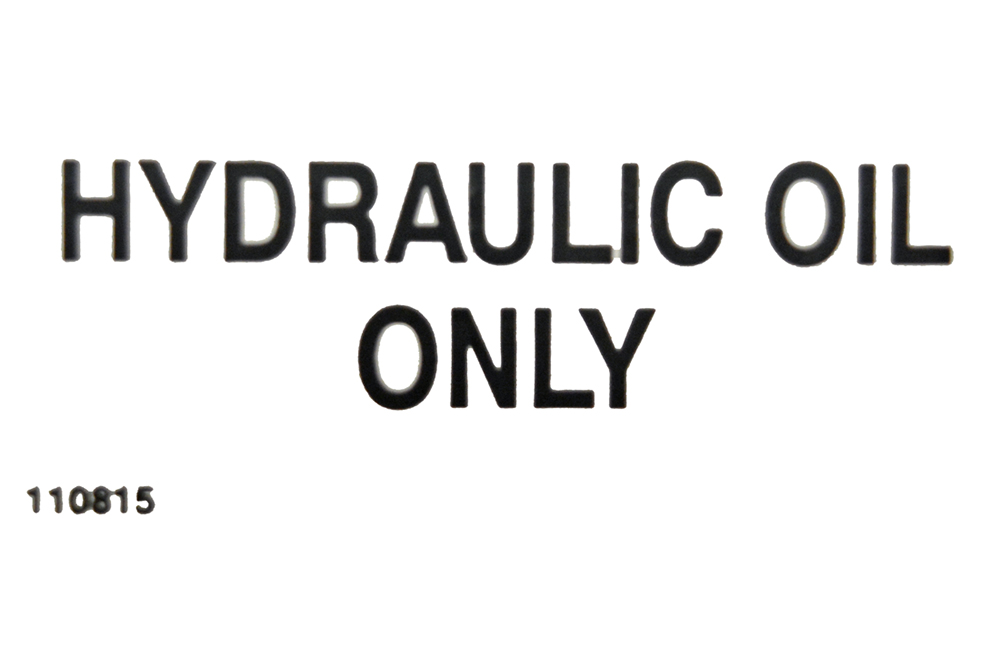 Landoll Hydraulic Fluid Only Decal