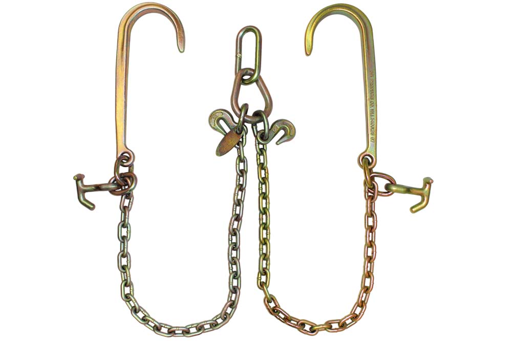24" V Bridle Chain with 15" J Hooks and T-J Hooks