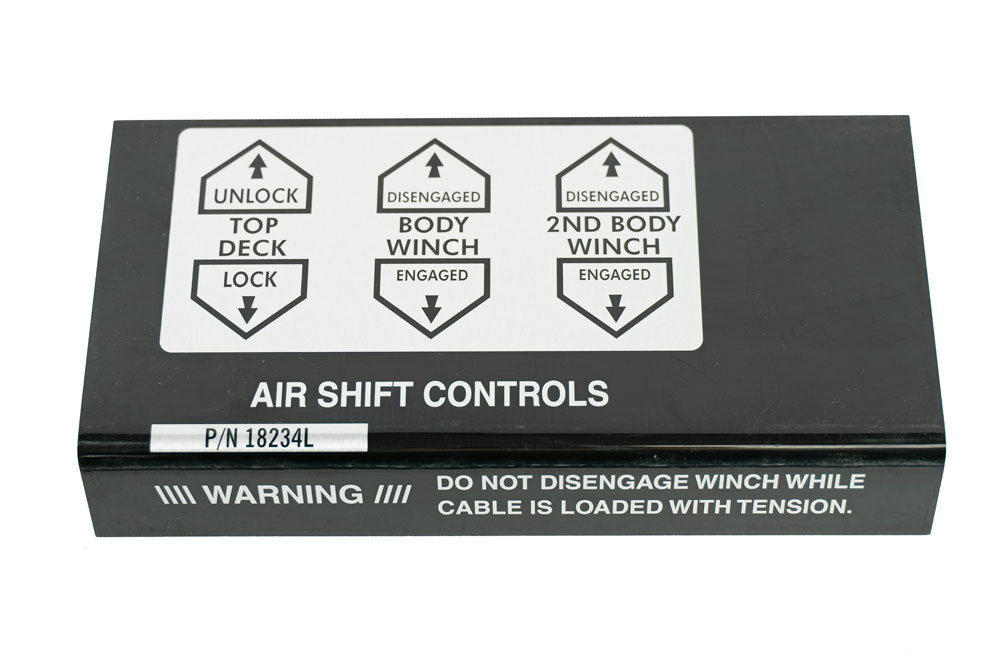 AIR SHIFT CONTROL PLACARD, DRIVER SIDE