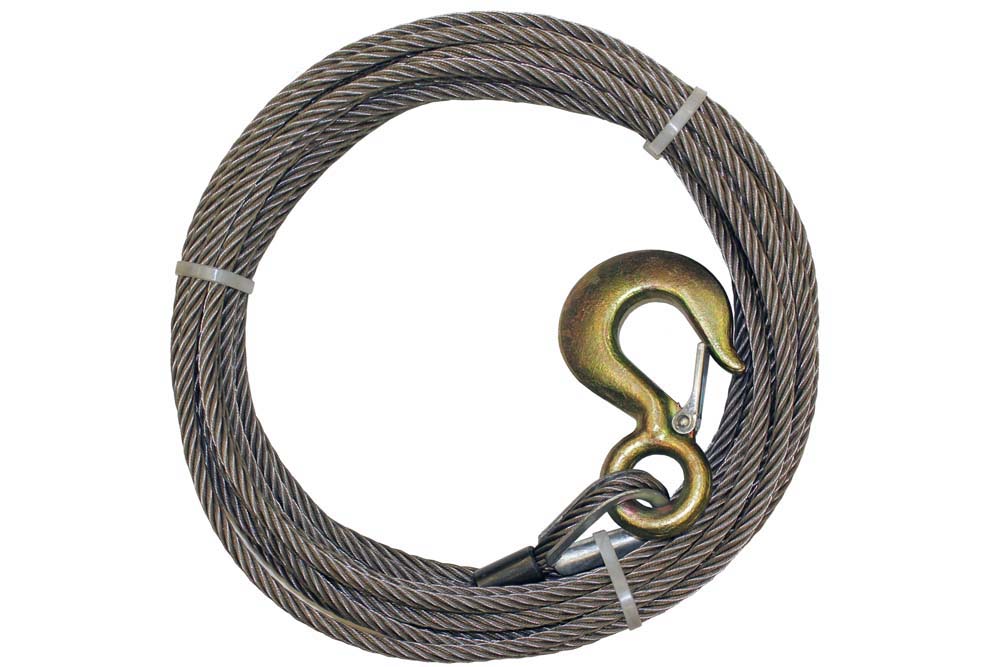 B/A Products Wire Rope, Steel Core w/Standard Hook, 3/8" x 100'