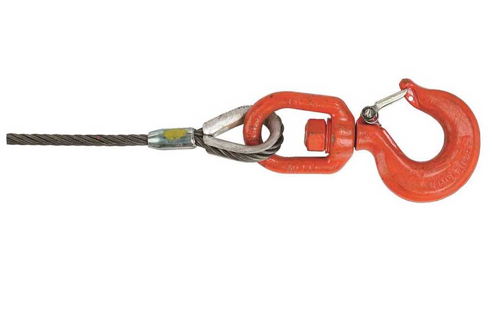 Lift-All Domestic Fiber Core Wire Rope - Swivel Hook &amp; Latch
