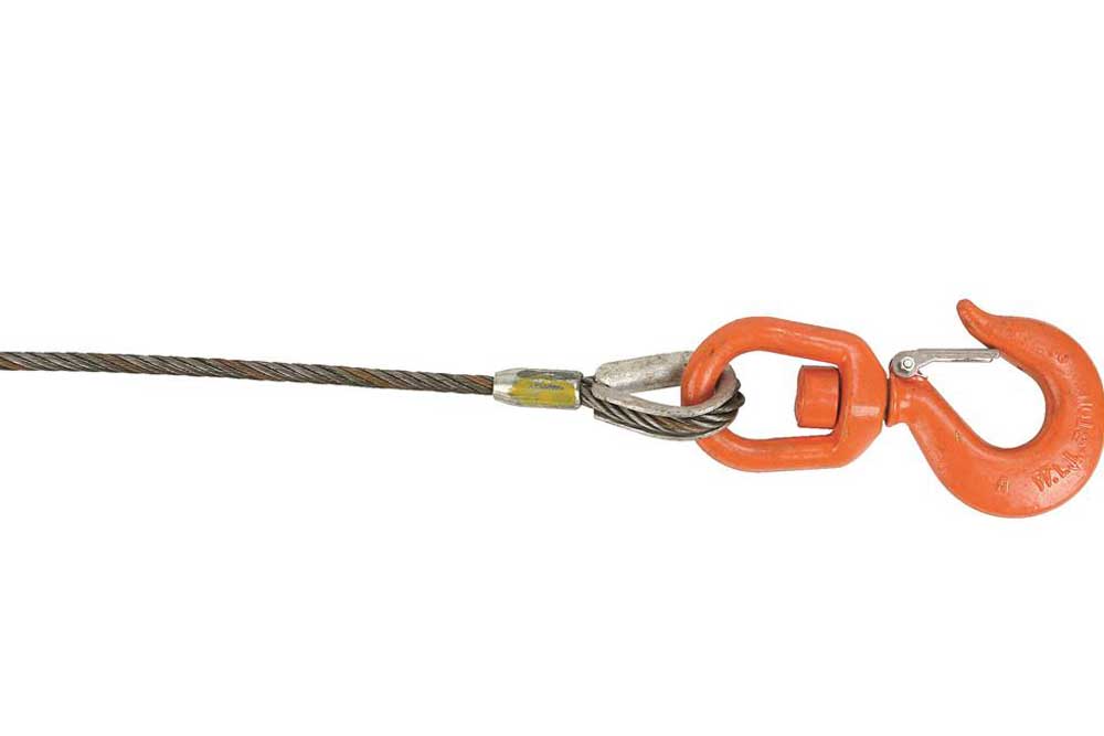 Lift-All Imported IWRC Wire Rope - Swivel Hook &amp; Latch