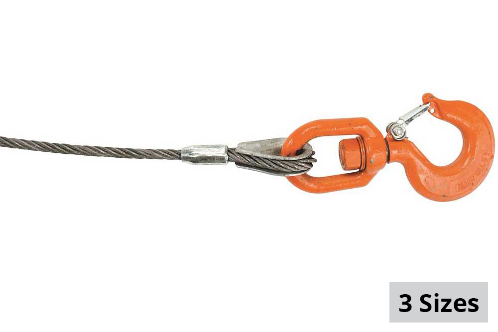 Lift-All Domestic IWRC Wire Rope - Swivel Hook &amp; Latch
