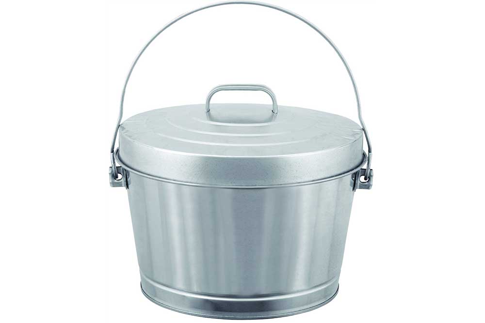 4 Gal Galvanized Steel Trash Can With Locking Lid