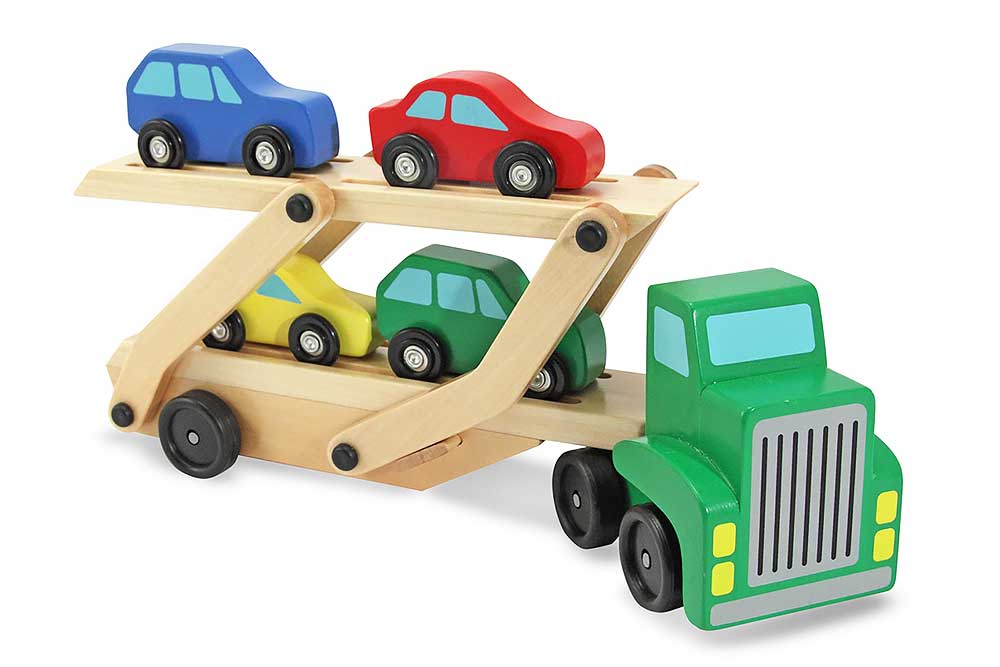 wooden car transporter toy