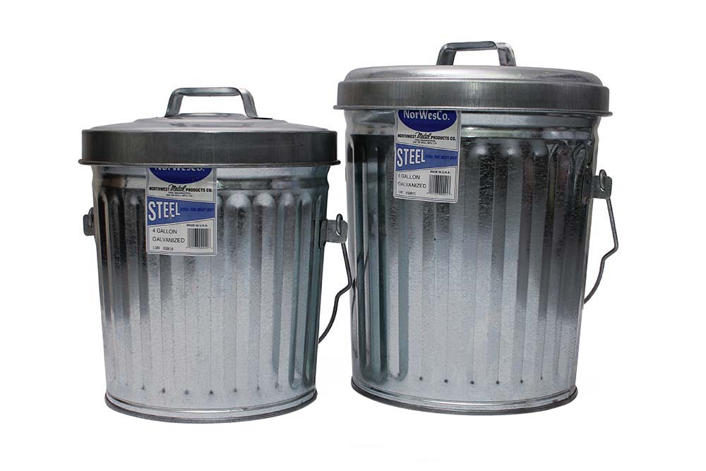 In The Ditch Galvanized Steel Trash Cans W Lids