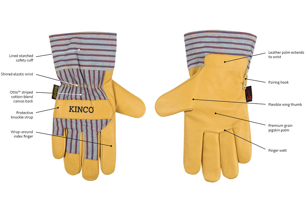 Kinco 1927KW Grain Pigskin Leather Palm Winter Gloves W/HeatKeep Lining Med XL 