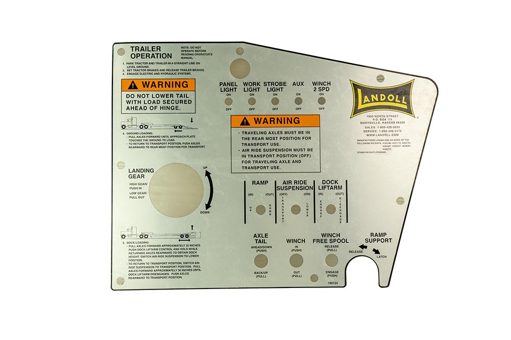 Landoll 900 Placard Control Panel