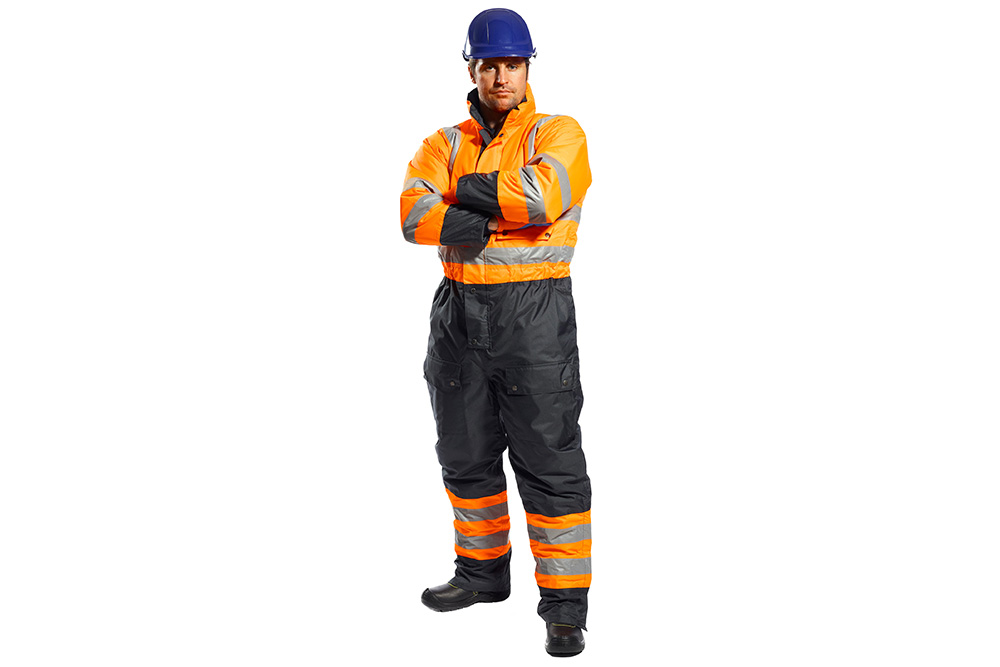 Portwest Hi Vis Contrast Lined Coverall Overall Waterproof Winter Workwear S485 