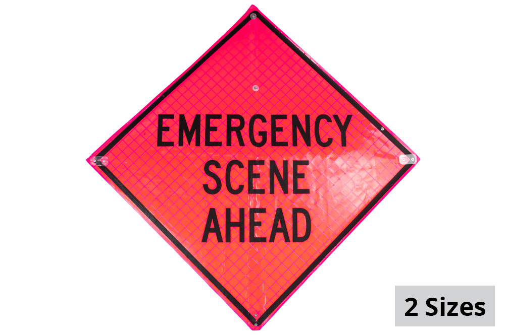 Sign & Safety Equipment Retroreflective Vinyl Pink "Emergency Scene Ahead" Roll-Up Sign