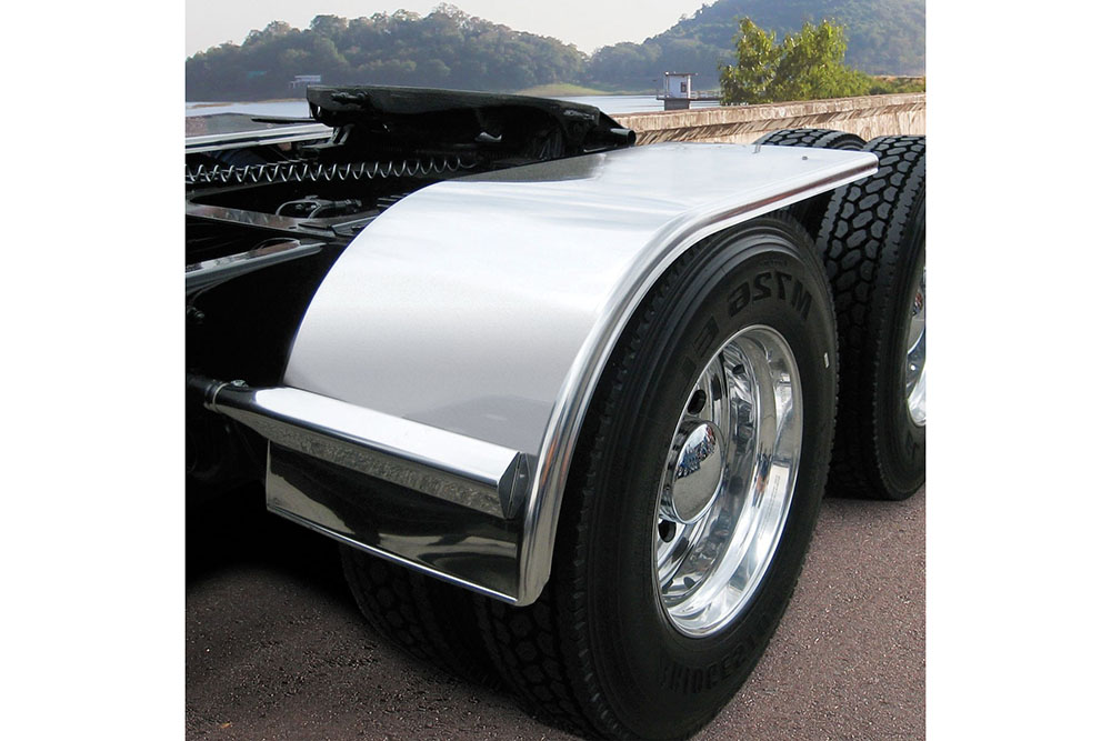 Semi Truck 60" Half Fender w Rolled Edge & Flange Stainless Steel Smooth Pair 