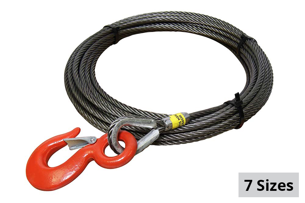 All-Grip Steel Core Winch Cables with Standard Hook