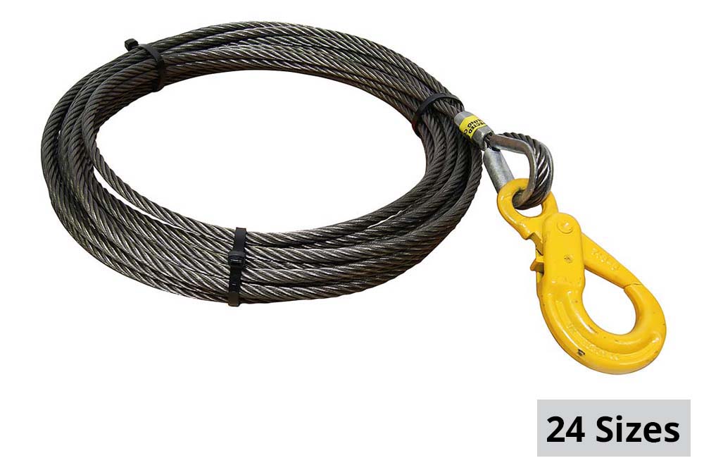 1/2 x 75 Winch Cable Rope Wrecker Tow Truck Rollback Steel Core w/Hook