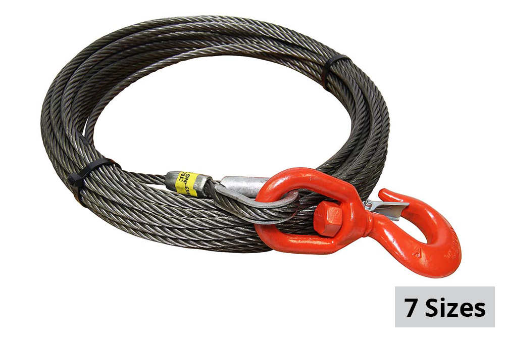 7 Ton Grade 70 Swivel Hoist Hook for Wire Rope 7 Ton WLL for 9/16 and 5/8 Winch Cable B/A Products 4-7TASHL 